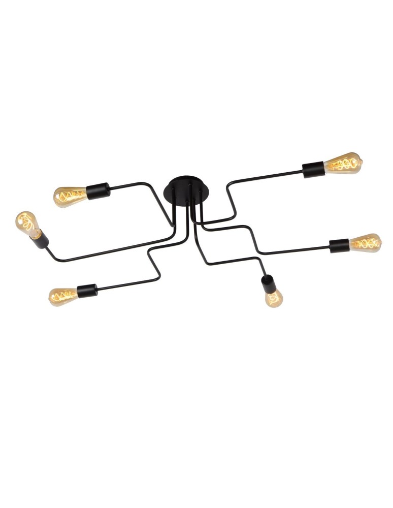 Loft ceiling lamps - industrial - Lucide LESTER Plafond Light 6xE27 100/75/20cm Black 21112/06/30 - product kolory-swiatla.pl 13