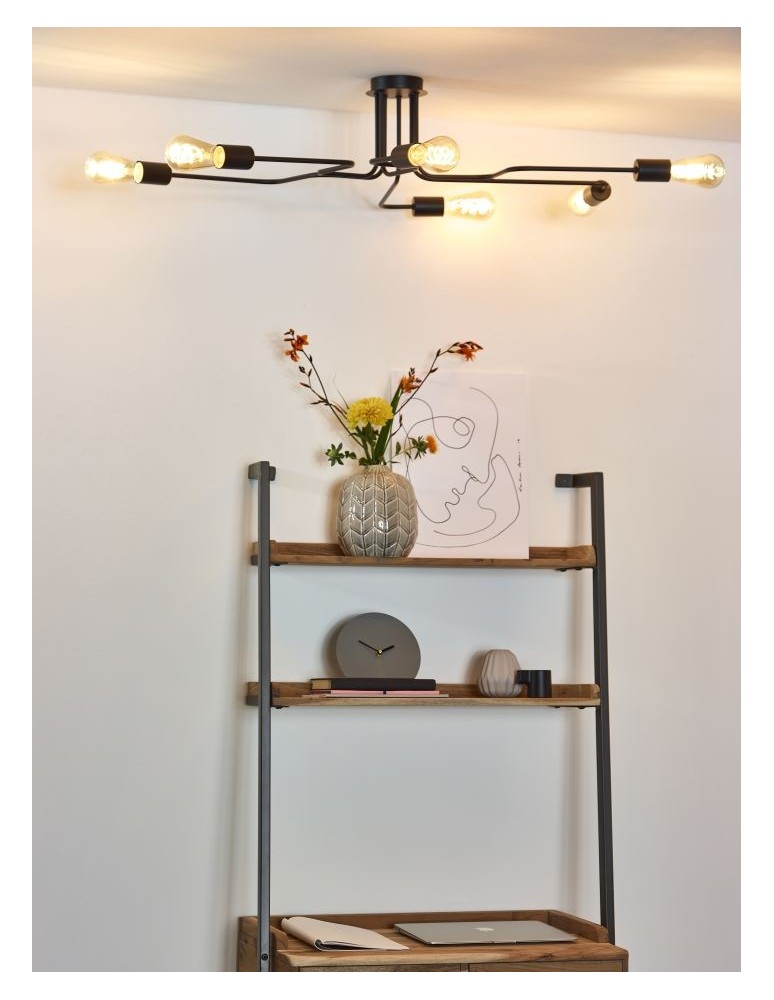 Loft ceiling lamps - industrial - Lucide LESTER Plafond Light 6xE27 100/75/20cm Black 21112/06/30 - product kolory-swiatla.pl 15