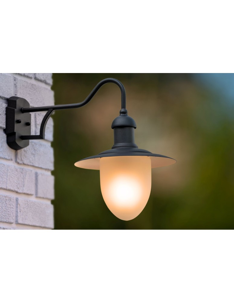 Outdoor wall lamps - Lucide ARUBA 1xE27 Frost Glass/Black 11871/01/30 Wall lamp - product kolory-swiatla.pl 7