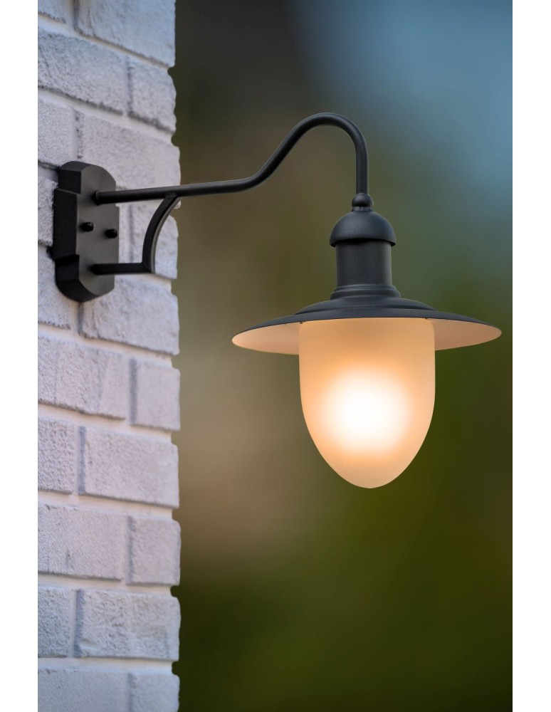 Outdoor wall lamps - Lucide ARUBA 1xE27 Frost Glass/Black 11871/01/30 Wall lamp - product kolory-swiatla.pl 8