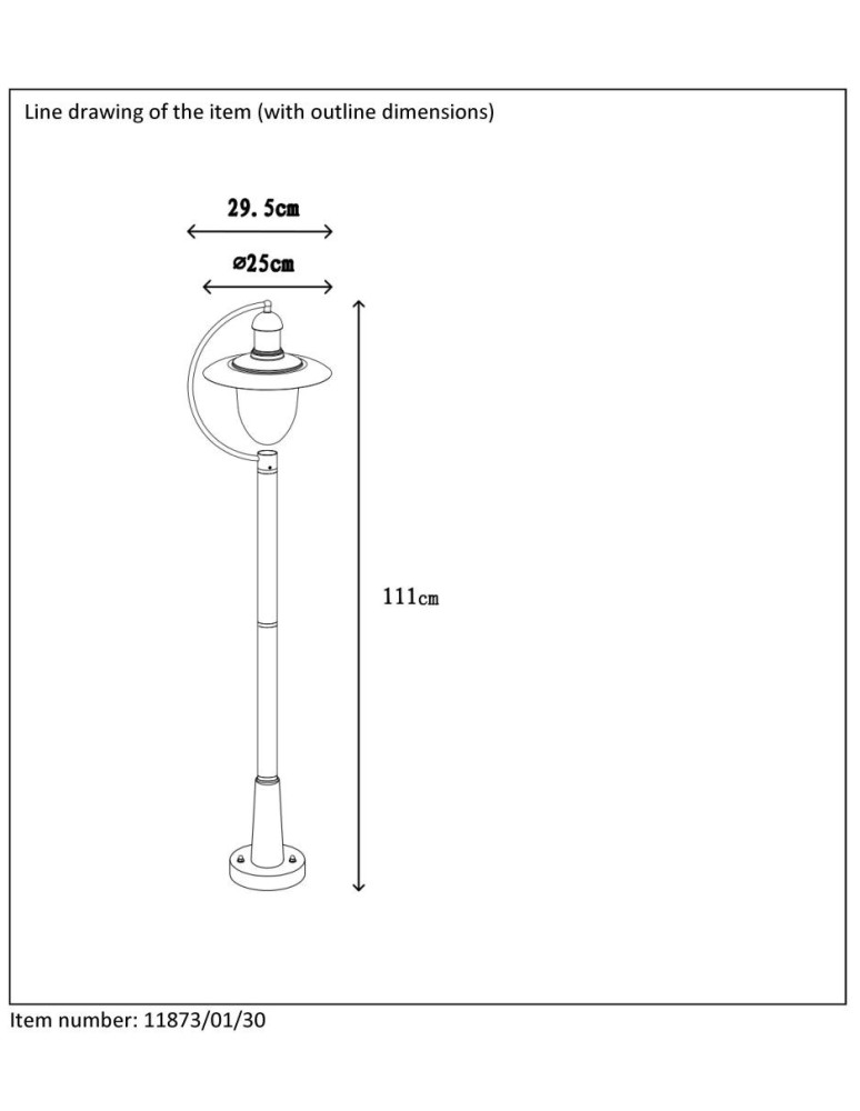 Standing garden lamps - Lucide ARUBA IP44 1xE27 H110 D25 Black 11873/01/30 Lantern - product kolory-swiatla.pl 10