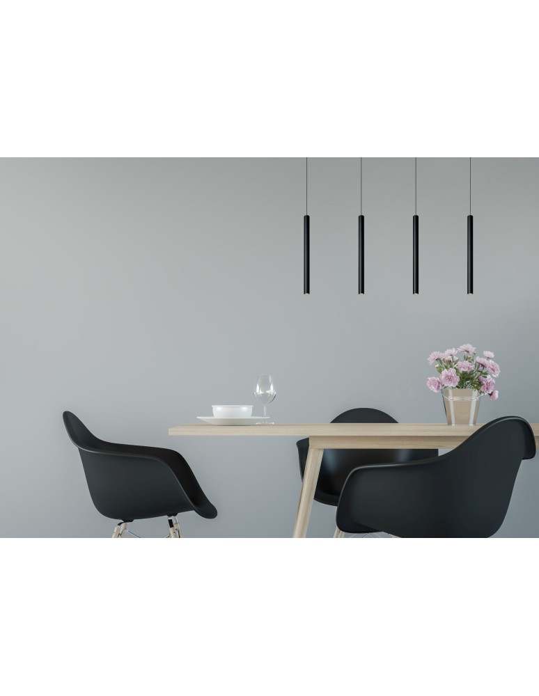 Pendant tube lamps - Lucide LORENZ Pendant lamp 4xE27 black 74403/04/30 - product kolory-swiatla.pl 3