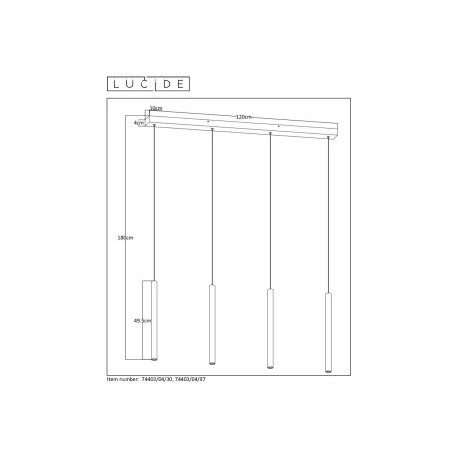 Lucide LORENZ Lampa wisząca 4xE27 czarny 74403/04/30