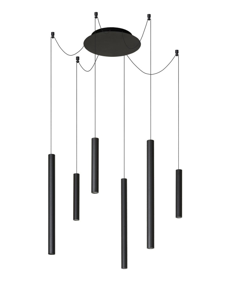 Pendant lamps spiders - Lucide LORENZ Pendant lamp 6xE27 black 74403/06/30 - product kolory-swiatla.pl 2