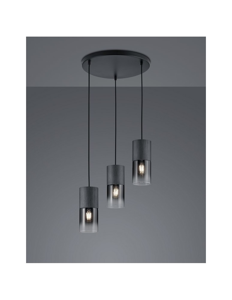 Pendant lamps - TRIO ROBIN Pendant 3xE27 black matte smoked 310630332 - product kolory-swiatla.pl 1