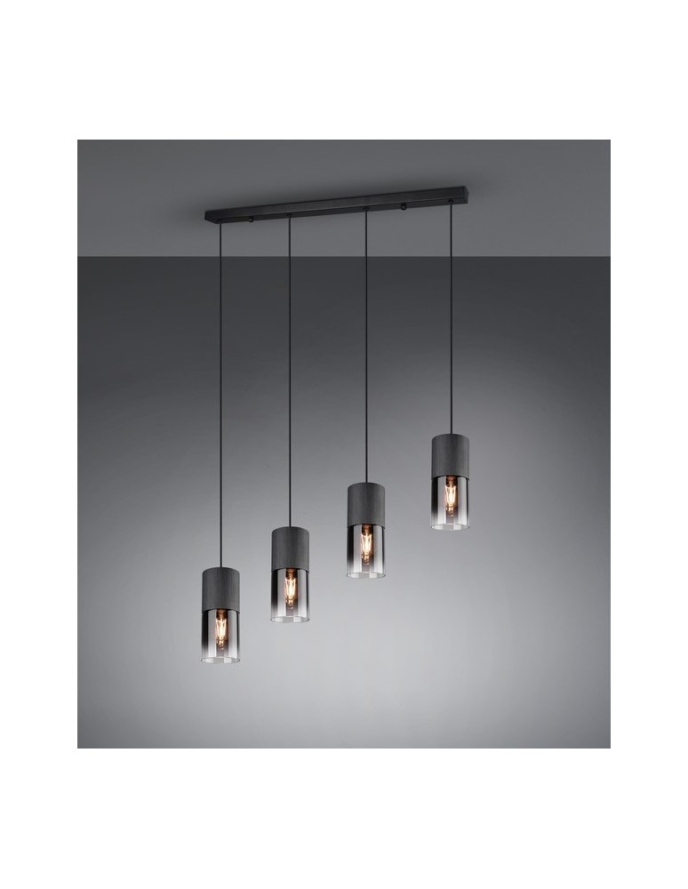 Pendant lamps on a strip - TRIO ROBIN Pendant 4xE27 black 310600432 - product kolory-swiatla.pl 1