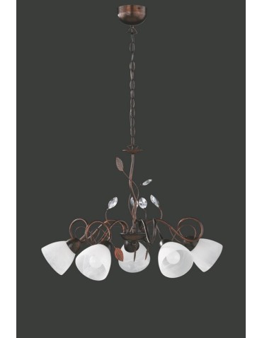 TRIO TRADITIO Pendant 5xE14 antique rust alabaster 110700528