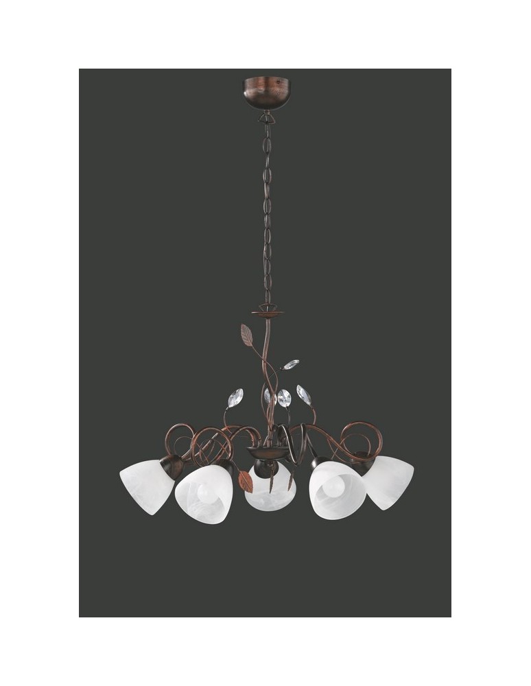 Chandeliers - TRIO TRADITIO Pendant 5xE14 antique rust alabaster 110700528 - product kolory-swiatla.pl 1