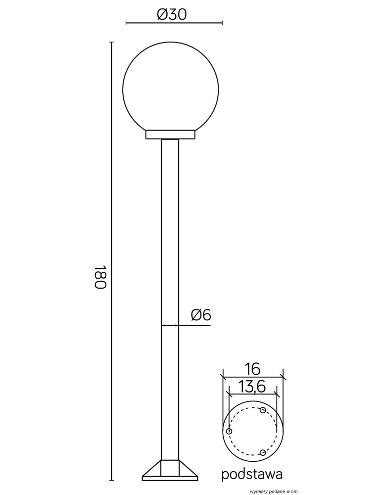 Outdoor lanterns - SU-MA Balls E27, 1x100W, 230V K 5002/1/K 300 - product kolory-swiatla.pl 3