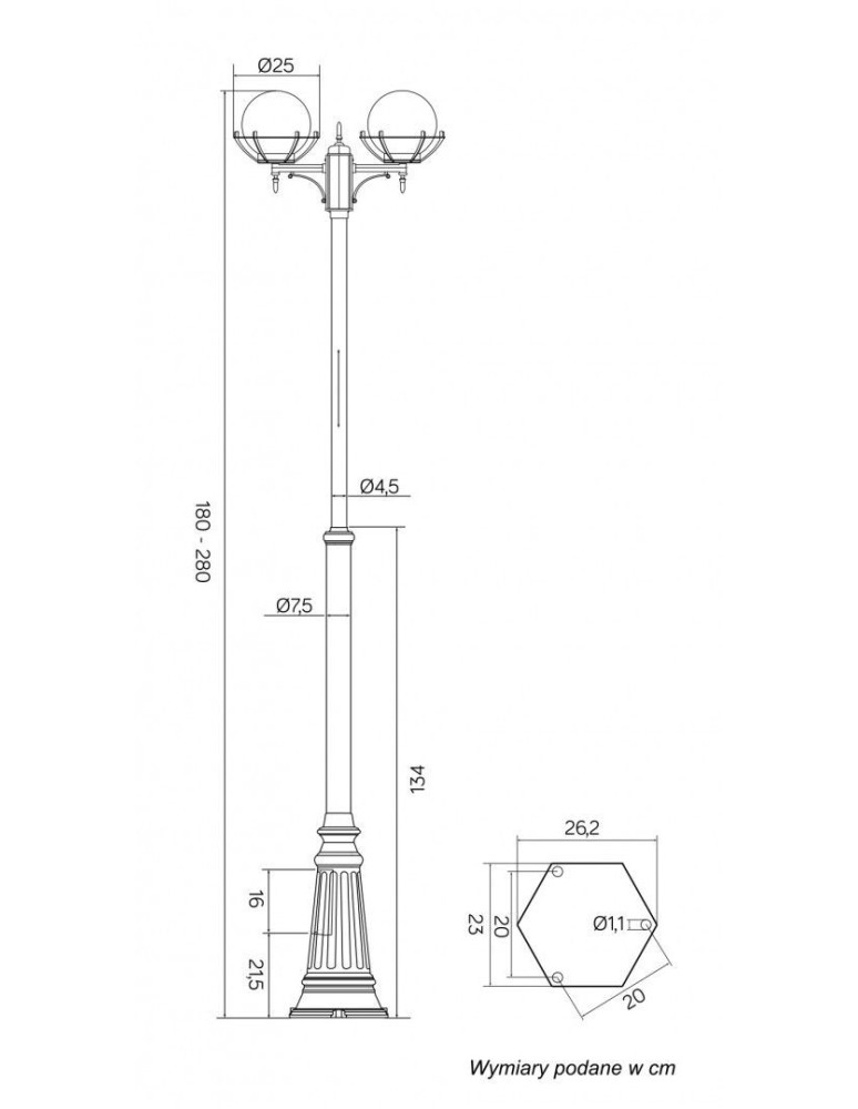 SU-MA Spheres with basket E27, 2x60W, 230V OGMWN 2 KPO