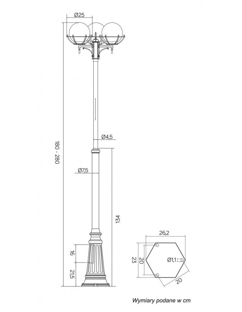SU-MA Spheres with basket E27, 3x60W, 230V OGMWN 3 KPO 200