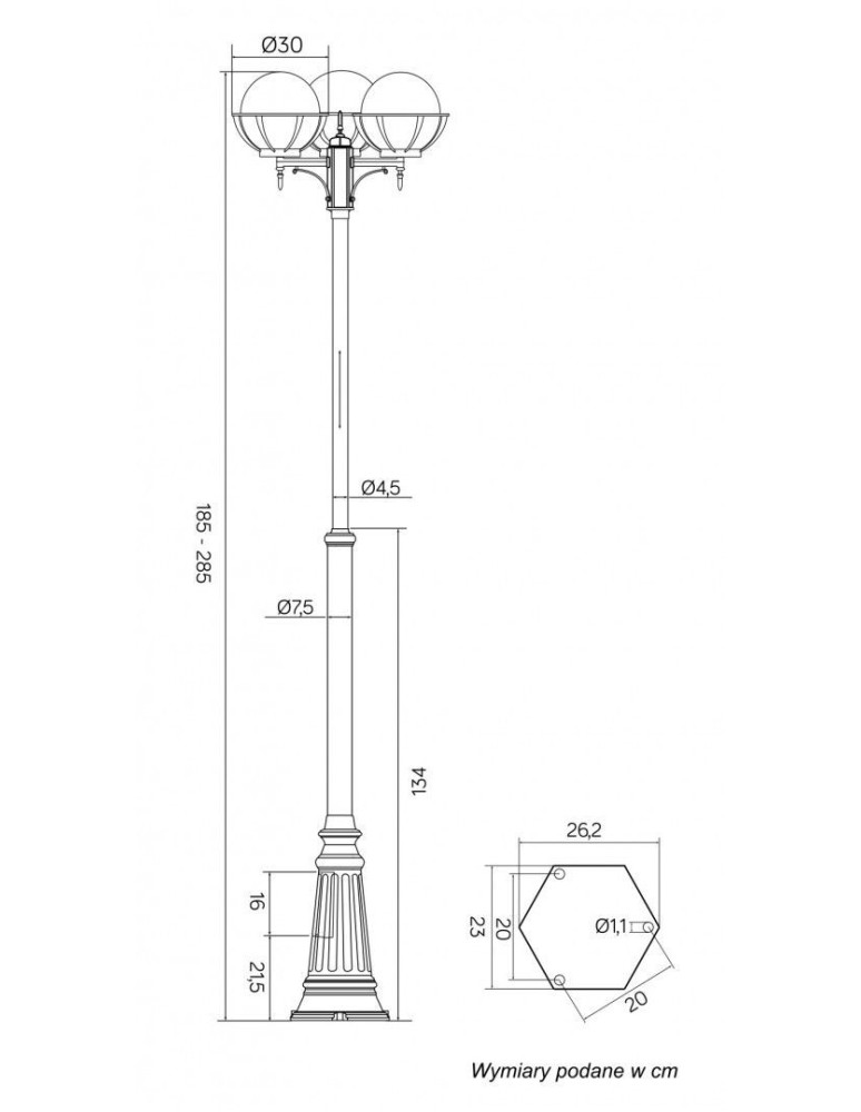 Outdoor lanterns - SU-MA Spheres with basket E27, 3x60W, 230V OGMWN 3 KPO 250 - product kolory-swiatla.pl 7