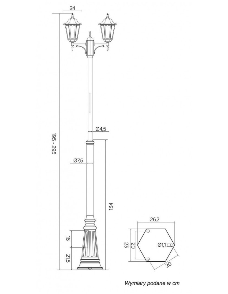 Outdoor lanterns - SU-MA Retro Classic E27, 2x60W, 230V standing OGMWN 2 - product kolory-swiatla.pl 5