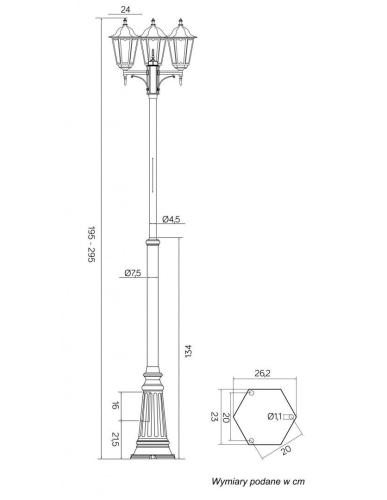 SU-MA Retro Classic E27, 3x60W, 230V standing OGMWN 3