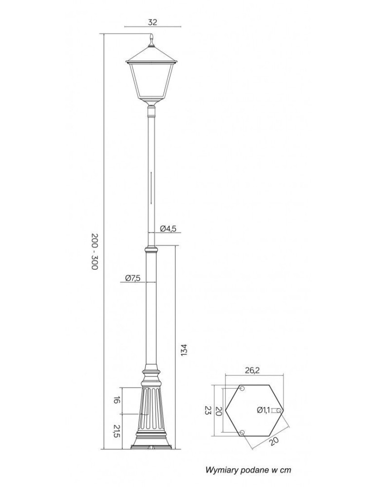 SU-MA Retro Square E27, 1x100W, 230V Standing OGMWN 1 BD KW