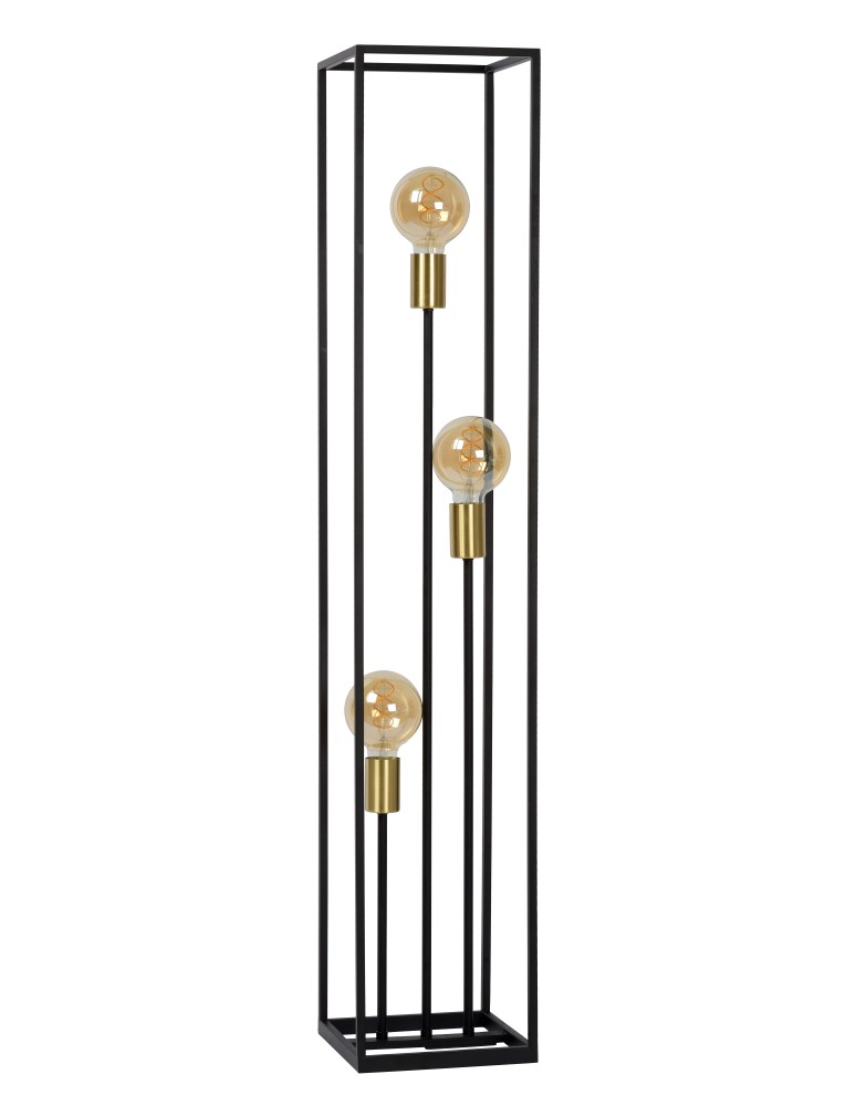 Loft floor lamps - industrial - Lucide RUBEN Floor lamp 3xE27 satin black brass 00724/03/30 - product kolory-swiatla.pl 19
