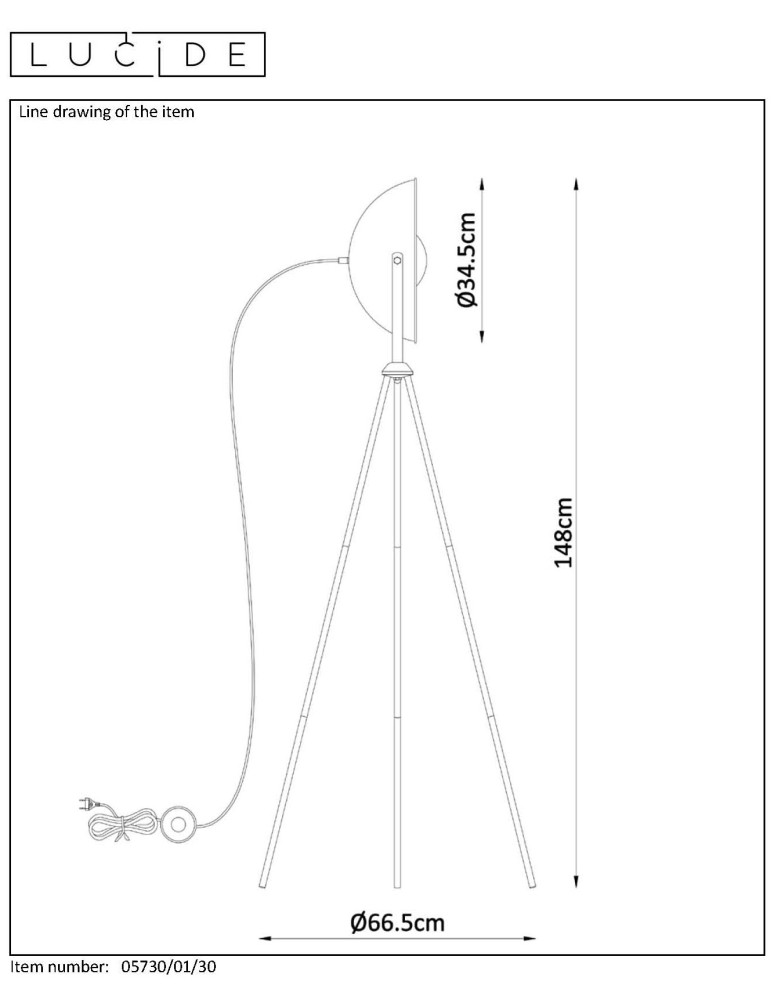 Tripod floor lamps - Lucide ALVARO Floor lamp 1xE27 black 05730/01/30 - product kolory-swiatla.pl 16
