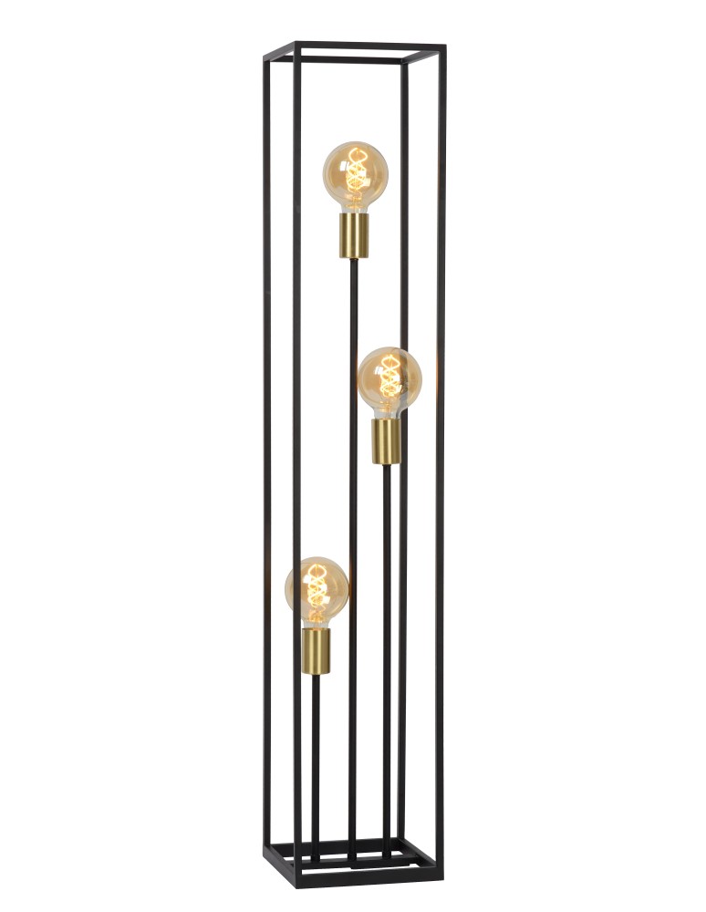 Loft floor lamps - industrial - Lucide RUBEN Floor lamp 3xE27 satin black brass 00724/03/30 - product kolory-swiatla.pl 1