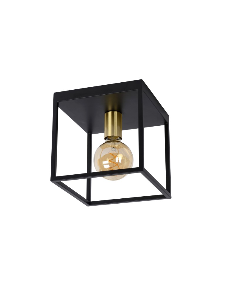 Loft ceiling lamps - industrial - Lucide RUBEN Ceiling 1xE27 satin black brass 00124/01/30 - product kolory-swiatla.pl 2