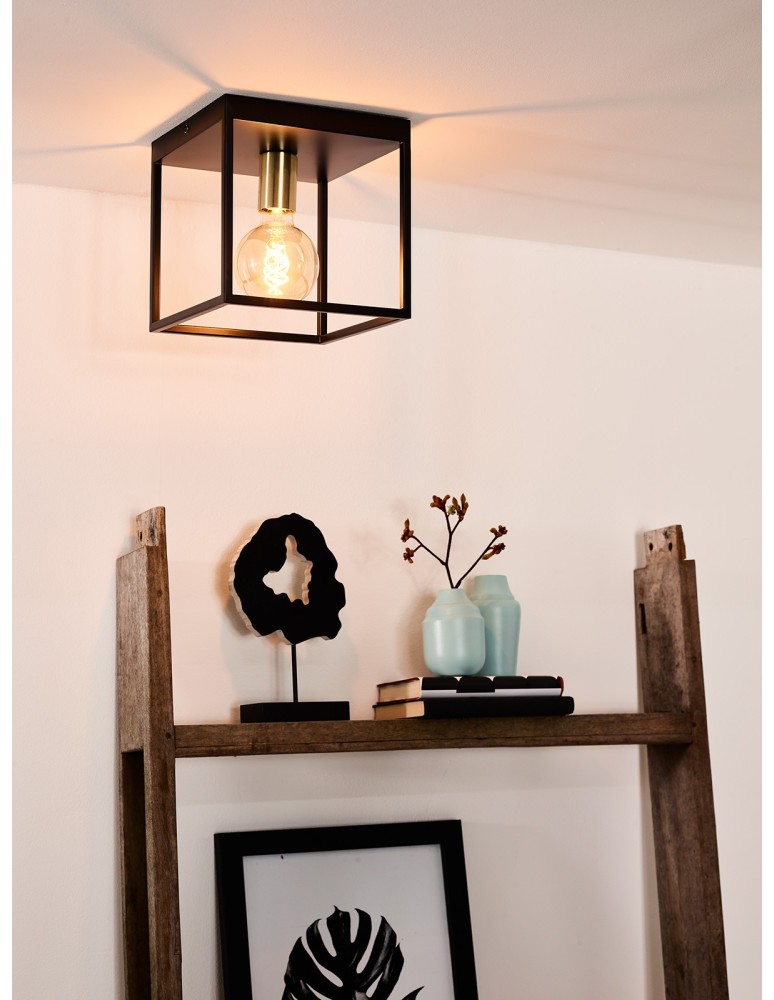 Loft ceiling lamps - industrial - Lucide RUBEN Ceiling 1xE27 satin black brass 00124/01/30 - product kolory-swiatla.pl 3