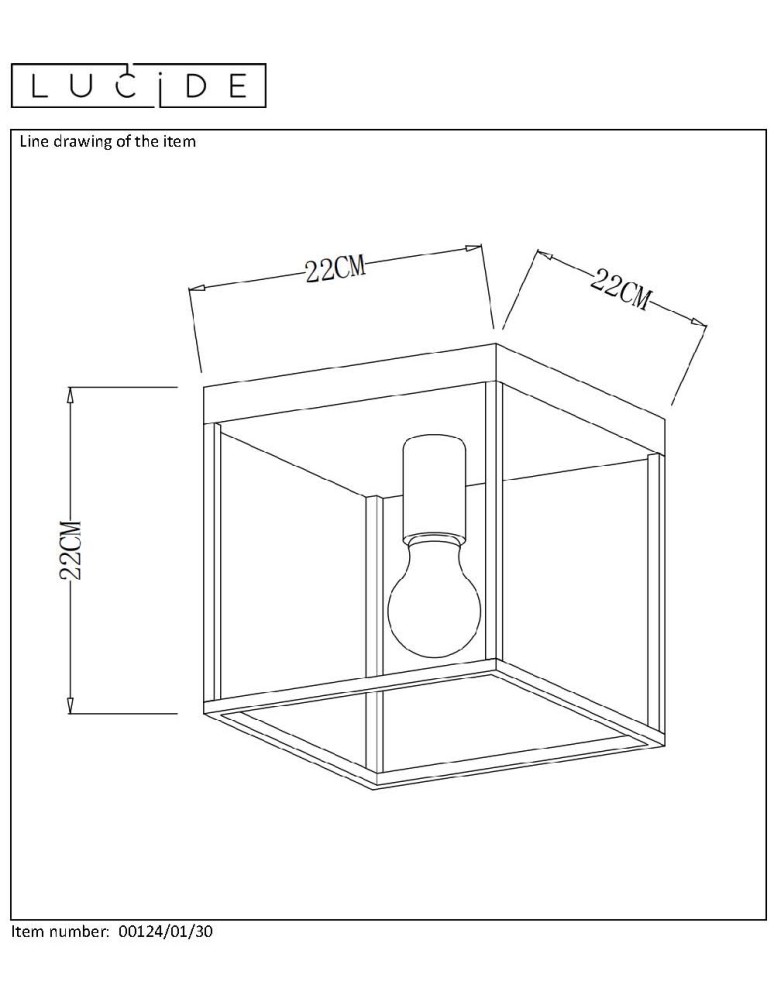 Loft ceiling lamps - industrial - Lucide RUBEN Ceiling 1xE27 satin black brass 00124/01/30 - product kolory-swiatla.pl 4