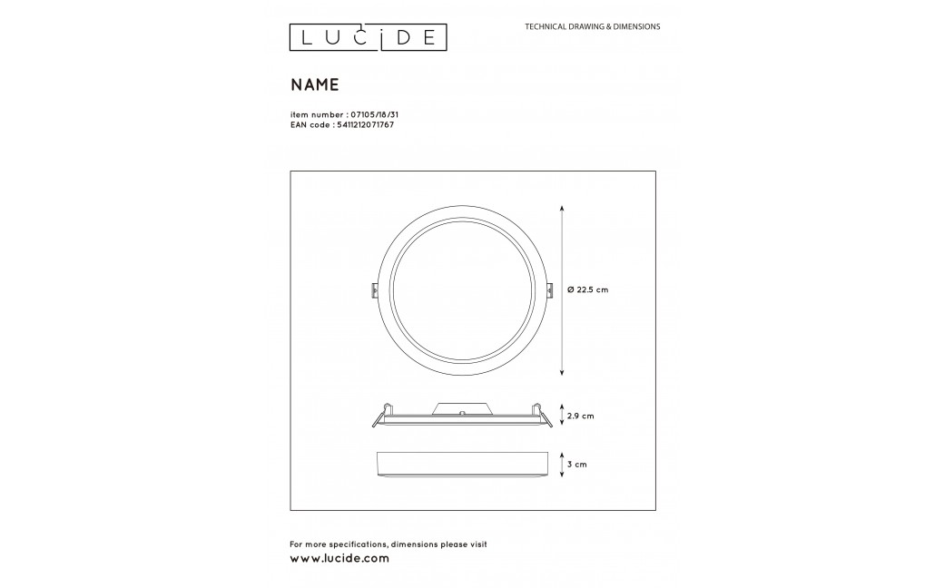 Lucide TENDO-LED Plafon Round 07105/18/31
