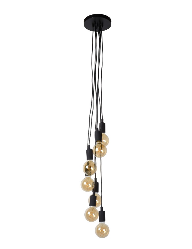 Pendant lamps - Lucide FIX MULTIPLE Pendant 7xE27 black 08408/07/30 - product kolory-swiatla.pl 17