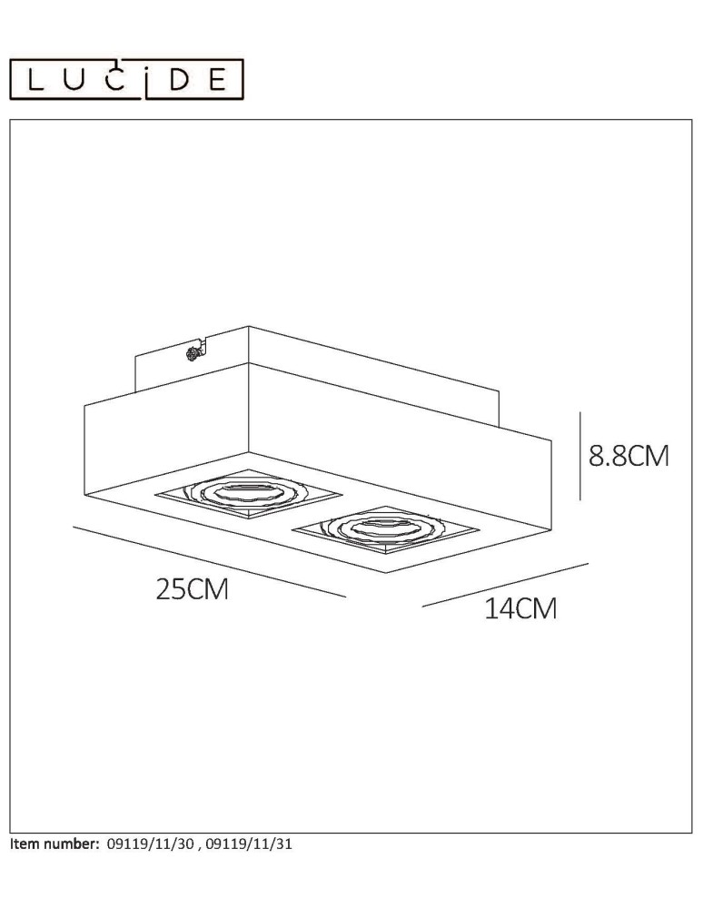 Ceiling luminaires for replaceable light source - Lucide XIRAX Ceiling 2xGU10 black 09119/11/30 - product kolory-swiatla.pl 22