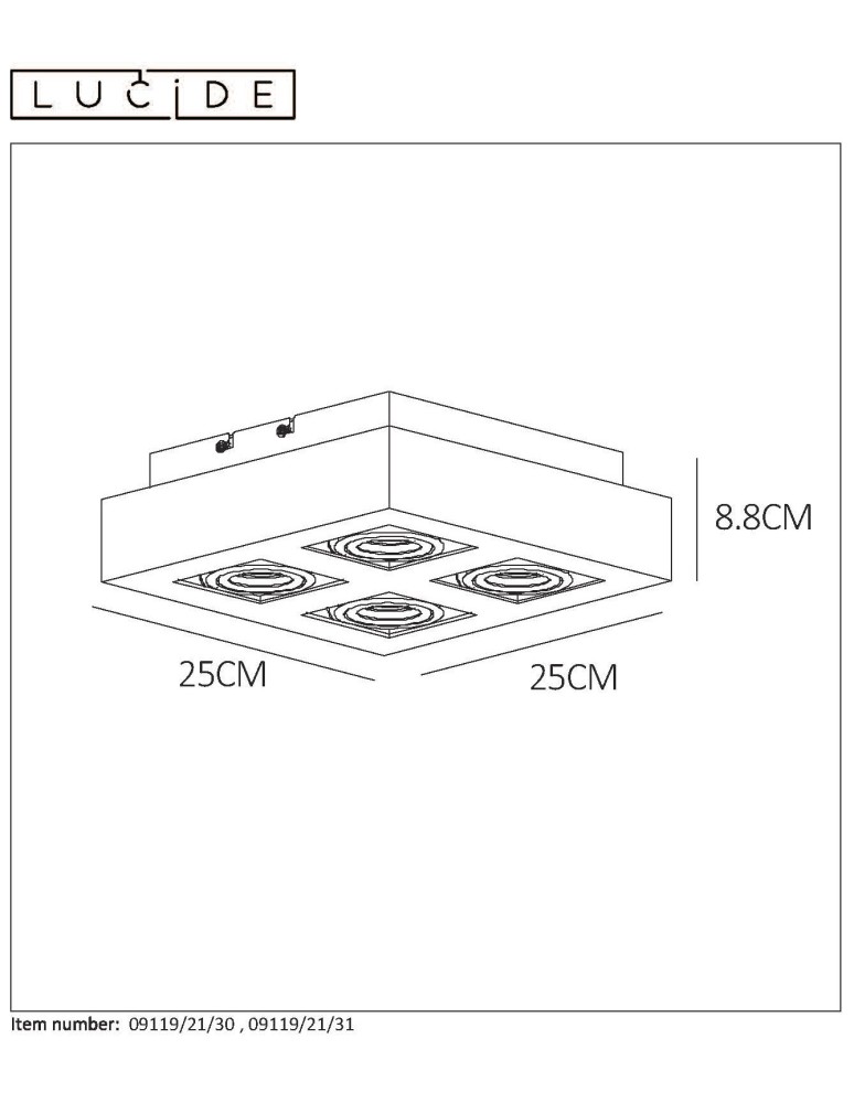 Plafonds - Lucide XIRAX Ceiling 4xGU10 black 09119/21/30 - product kolory-swiatla.pl 16