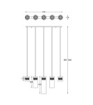 Pendant lamps on a strip - Zuma Line GEM Pendant Lamp Chrome G9 28W P0389-05E-B5AC. - product 3