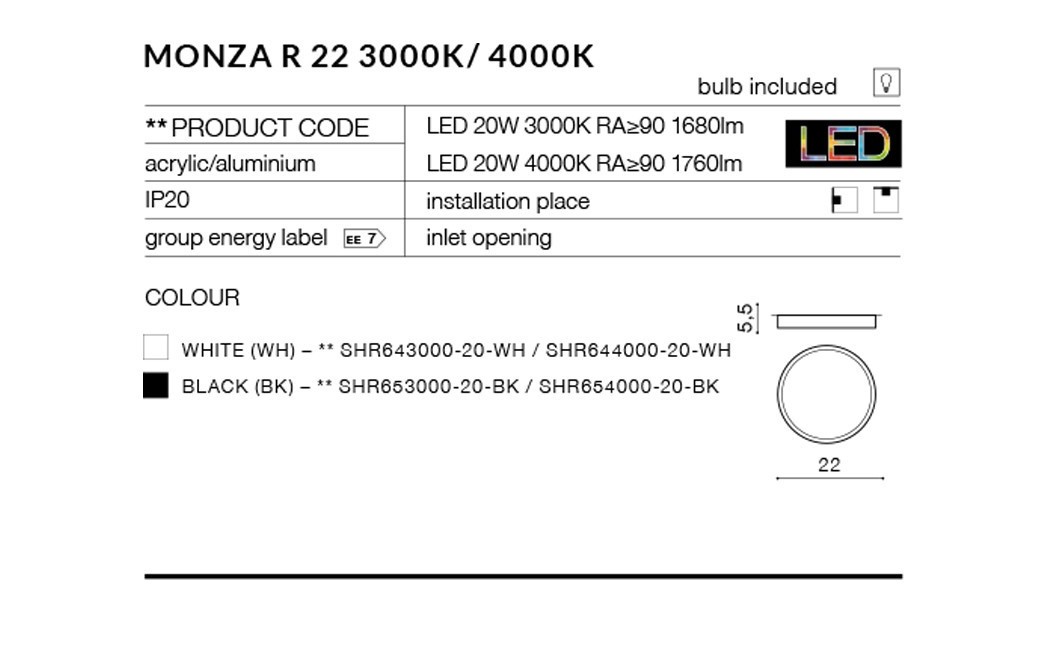 AZzardo MONZA II R 17 SMART LED 3000K Czarny AZ3229
