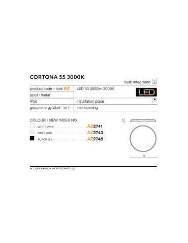 Azzardo CORTONA 55 3000K GREY 1xLED Sufitowa Szary AZ2743 - produkt 2