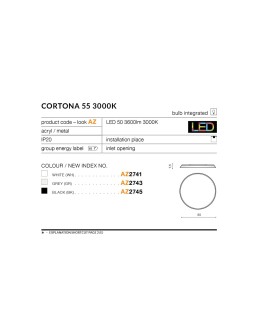 Azzardo CORTONA 55 3000K GREY 1xLED Ceiling Ceiling Gray AZ2743 - product 2