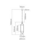 Hampton style pendant lamps - Orlicki Design Pendant E27 15W Lunga Cromo - product 3