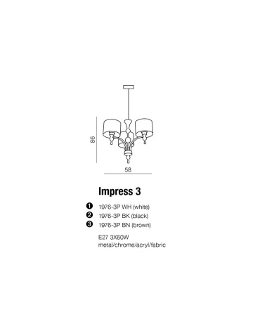 Azzardo IMPRESS 3 WHITE 3xE27 Pendant White AZ1006 - product 2