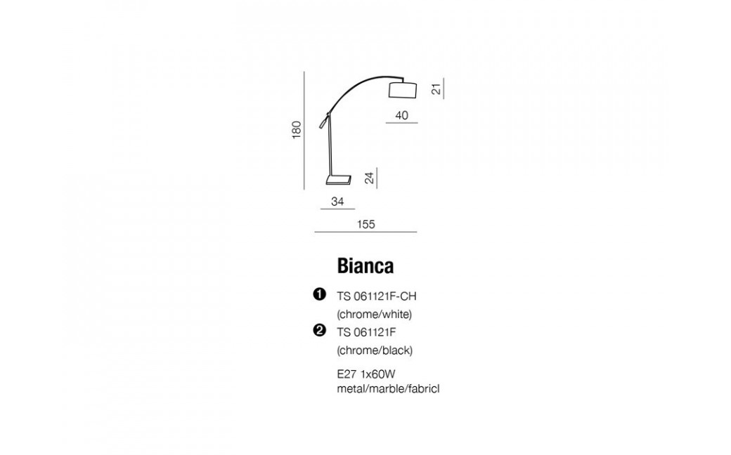 Azzardo BIANCA CHROME/BLACK 1xE27 Floor Lamp Chrome/Black AZ0006