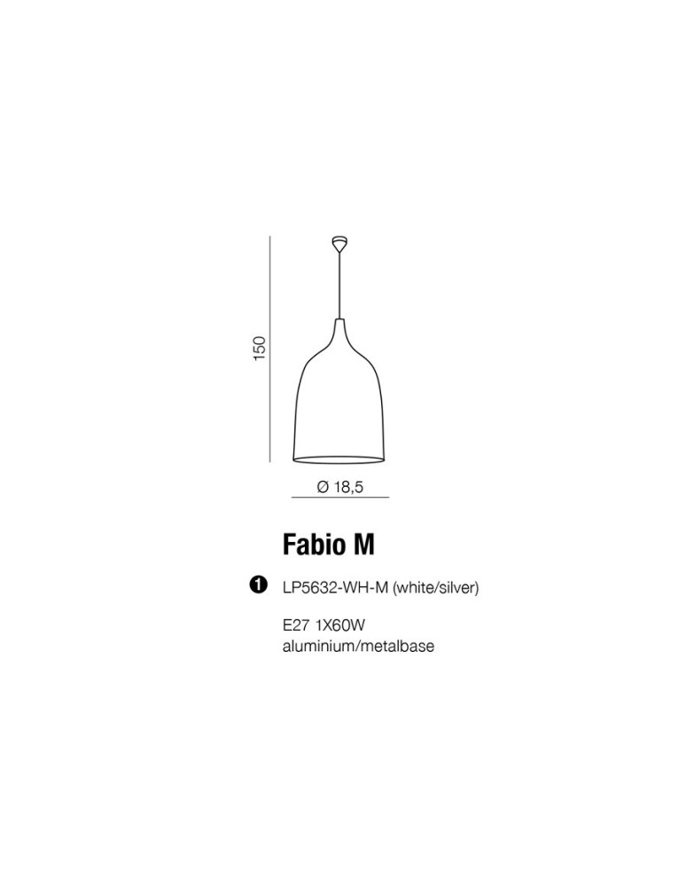 Pendant lamps - Azzardo FABIO M 1xE27 Pendant White/Silver AZ0300 - product kolory-swiatla.pl 2