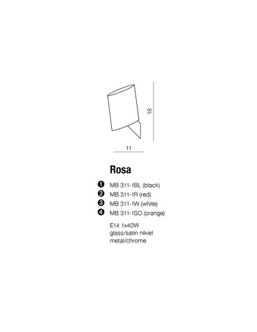 Azzardo ROSA WHITE 1xE14 Wall Mounted White AZ0141 - product 2