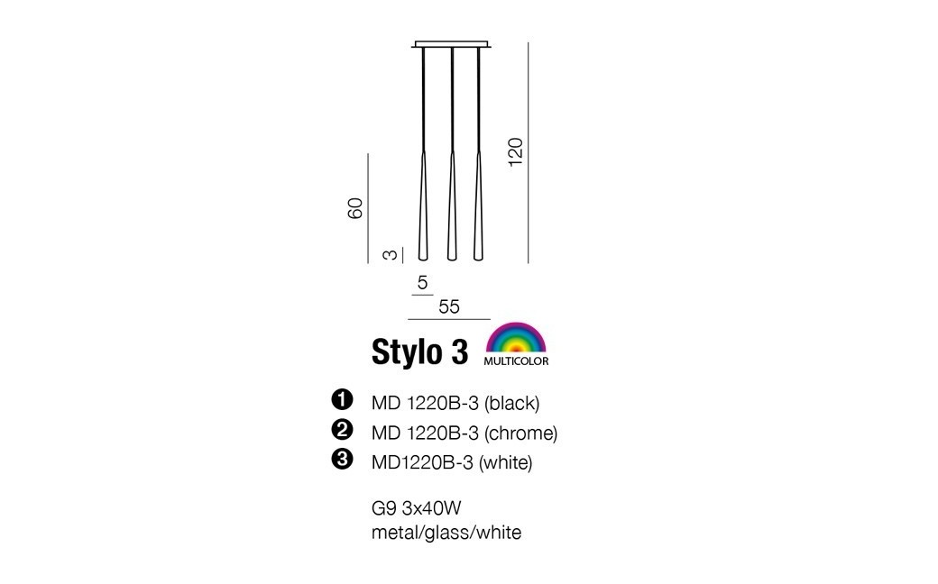 Azzardo STYLO 3 CHROME 3xG9 Pendant Chrome AZ0133