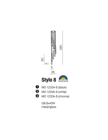 Azzardo STYLO 8 BLACK 8xG9 Wisząca Czarny AZ0161 - produkt 2