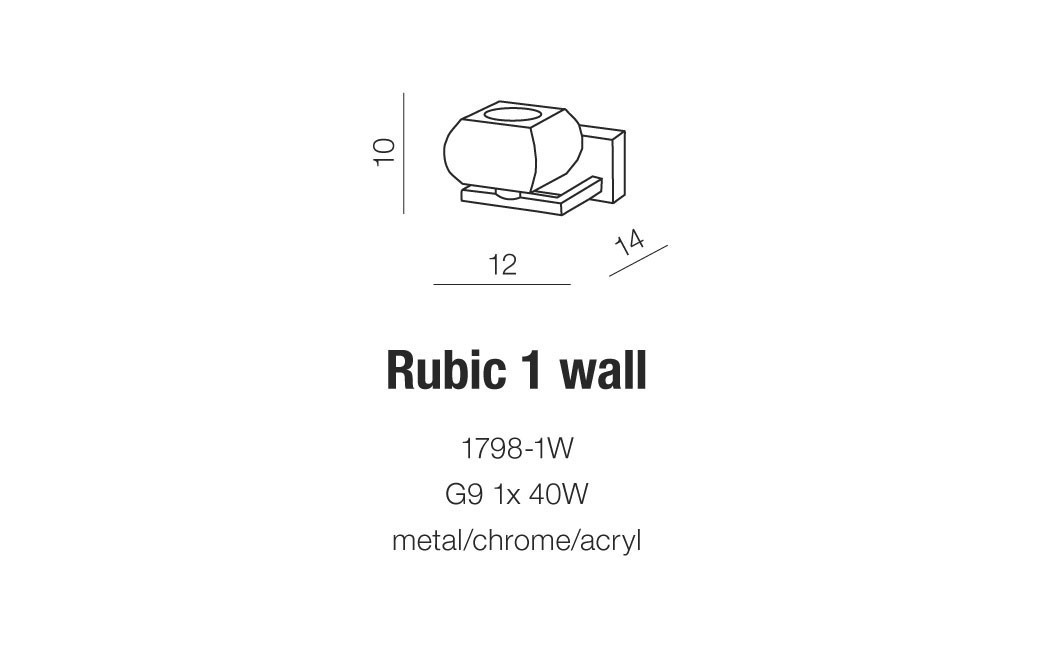Azzardo RUBIC 1 WALL 1xG9 Wall Transparent/Chrome AZ0488