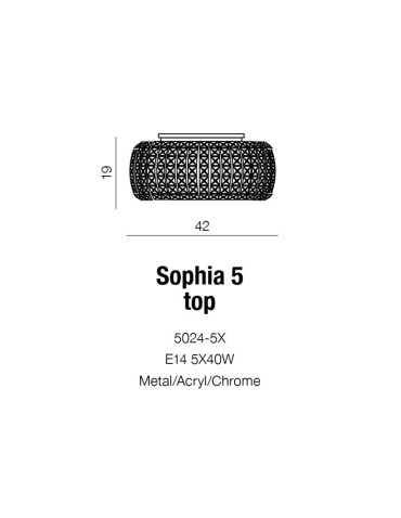 Azzardo SOPHIA 5 TOP 5xE14 Sufitowa Przeźroczysty/Kryształ AZ0521 - produkt 2