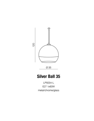 Azzardo SILVER BALL 35 1xE27 Wisząca Chrom AZ0732 - produkt 2