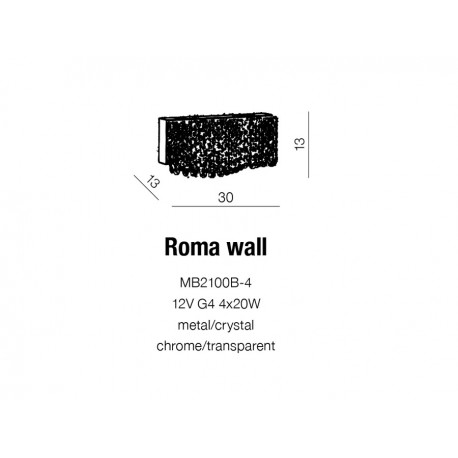 Azzardo ROMA WALL 2xG9 Ścienna Kryształ AZ1511