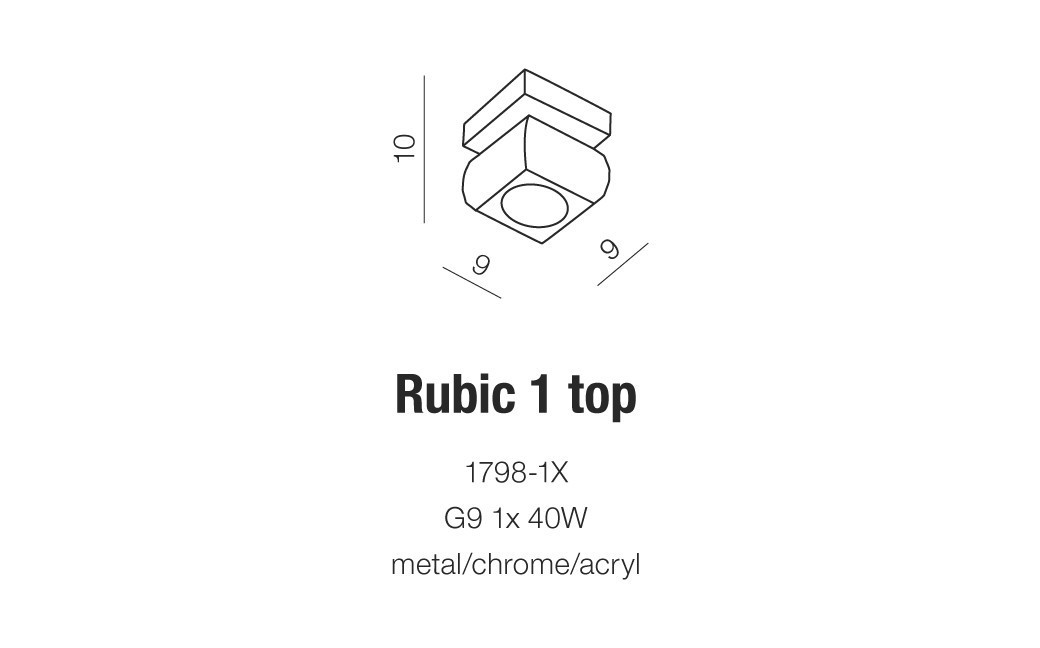 Azzardo RUBIC 1 TOP 1xG9 Ceiling Transparent/Chrome AZ0489