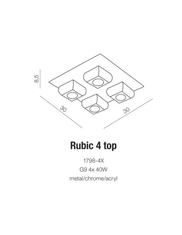 Azzardo RUBIC 4 TOP 4xG9 Ceiling Transparent/Chrome AZ0492 - product 2