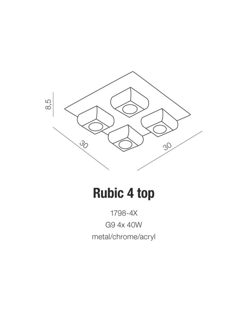 Ceiling lamps - Azzardo RUBIC 4 TOP 4xG9 Ceiling Transparent/Chrome AZ0492 - product kolory-swiatla.pl 2