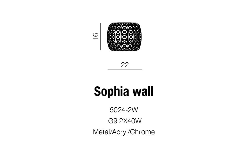 Azzardo SOPHIA WALL 2xG9 Ścienna Przeźroczysty/Kryształ AZ2520