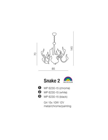 Azzardo SNAKE 2 BLACK 15xG4 Pendant Black AZ1048 - product 2