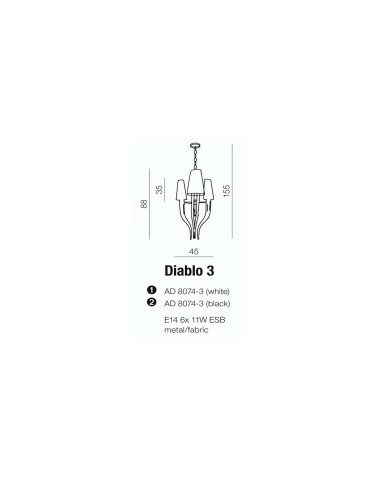 Azzardo DIABLO 3 BLACK 6xE14 Pendant Black/Chrome AZ1345 - product 2